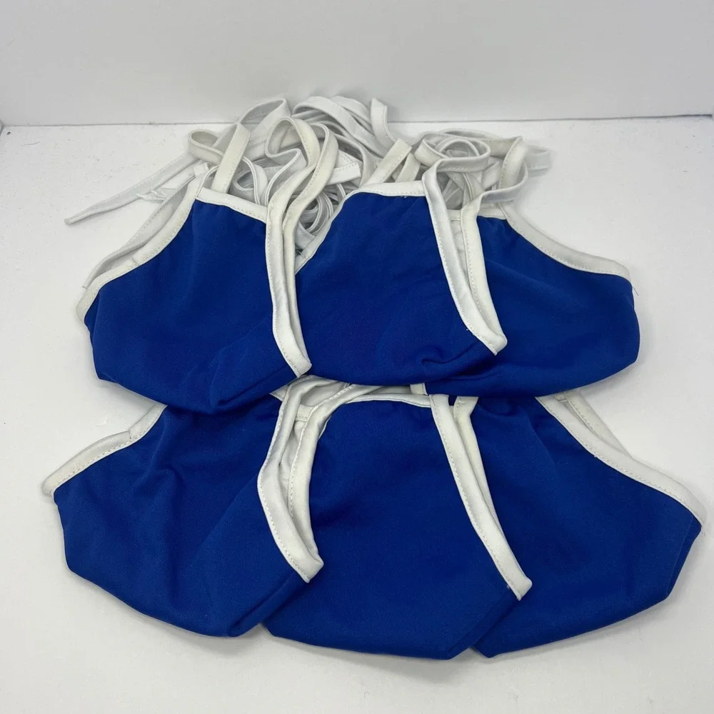 Reusable Face Mask Wired Royal Blue Washable Cotton Blend Ties Lot of 6 Flu Sick